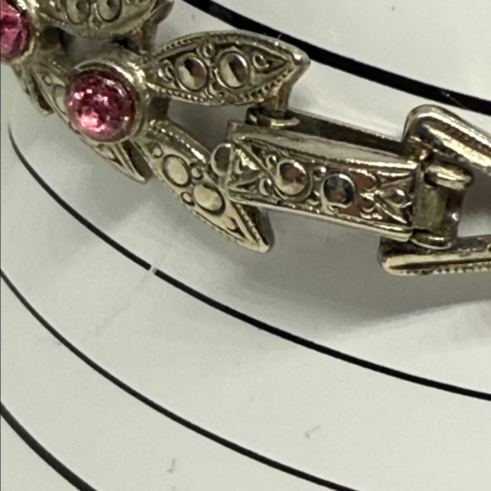 Gorgeous Multicolor Leaf Design rhinestone bracelet hot pink Aurora Borealis yum